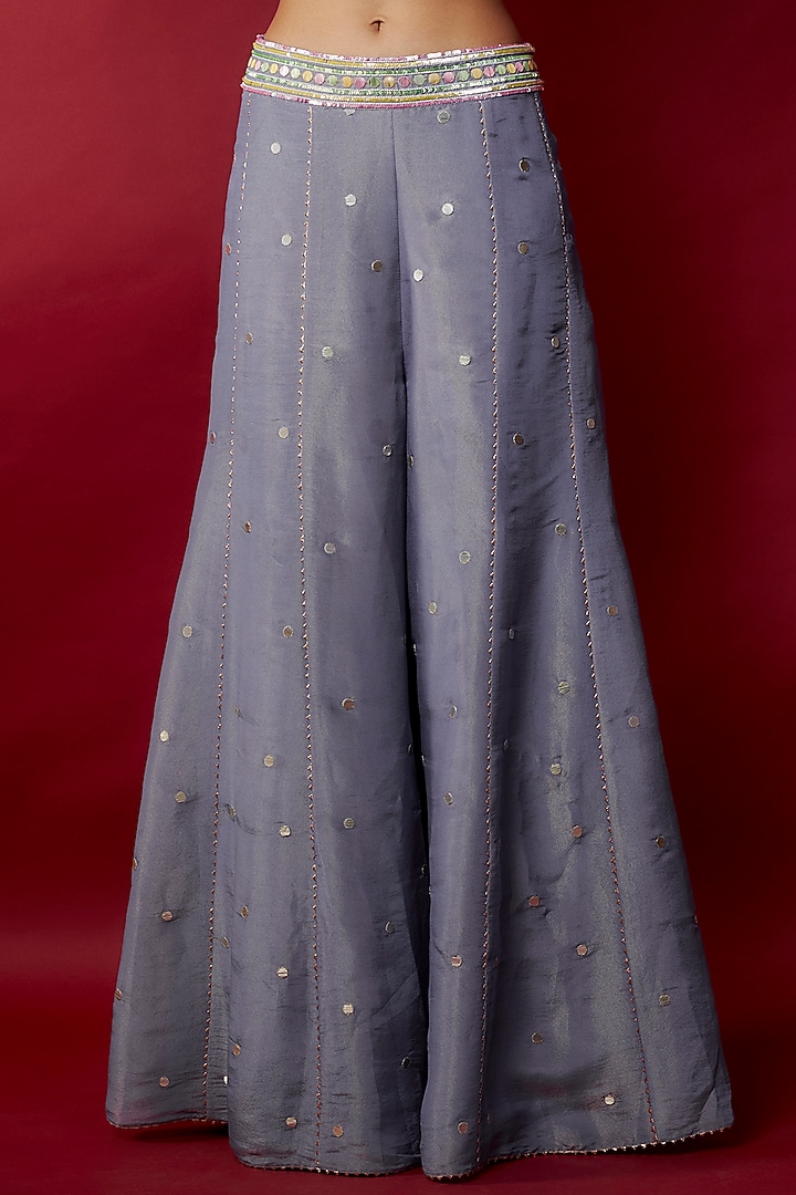 Mauve Silk Zari Blend Floral Hand Printed Jacket Set by I Am Design at Pernia's Pop Up Shop