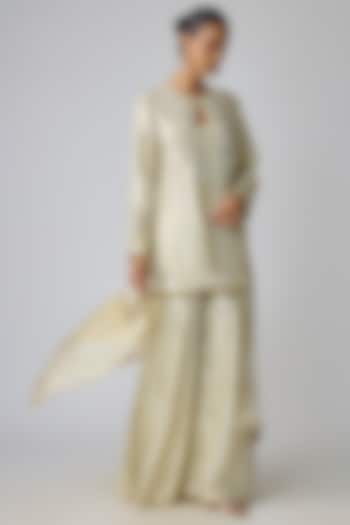 Ivory Georgette Embroidered Short Kurta Set by I Am Design at Pernia's Pop Up Shop