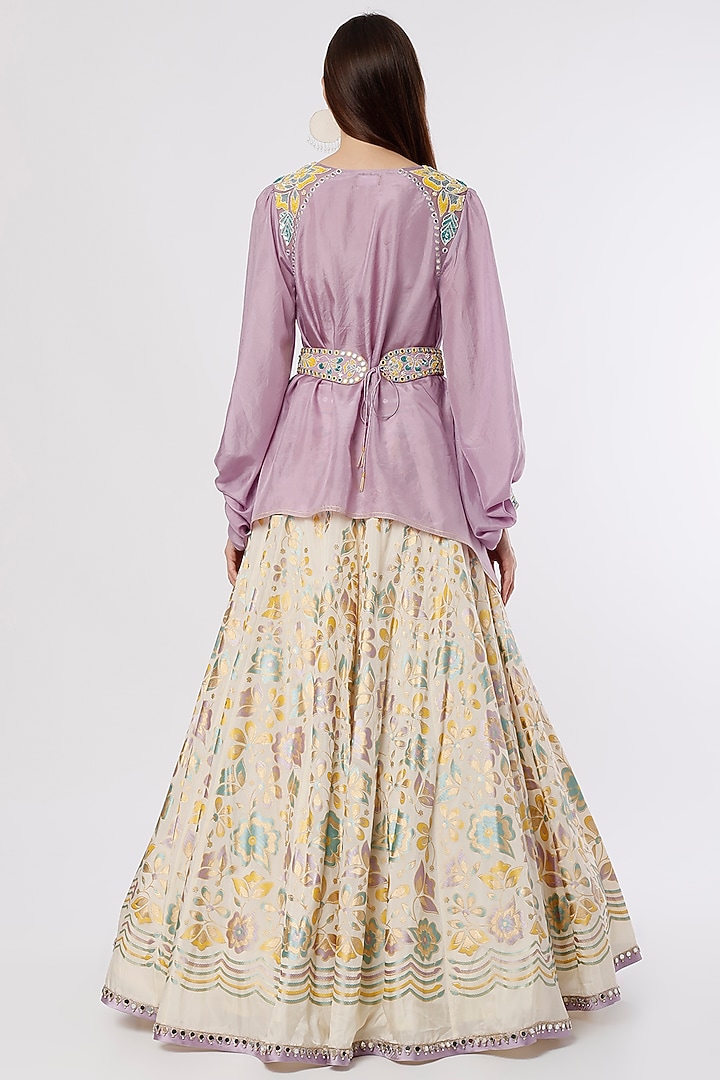 Ivory Hand Embroidered & Printed Wedding Lehenga Set by I AM DESIGN at Pernia's Pop Up Shop