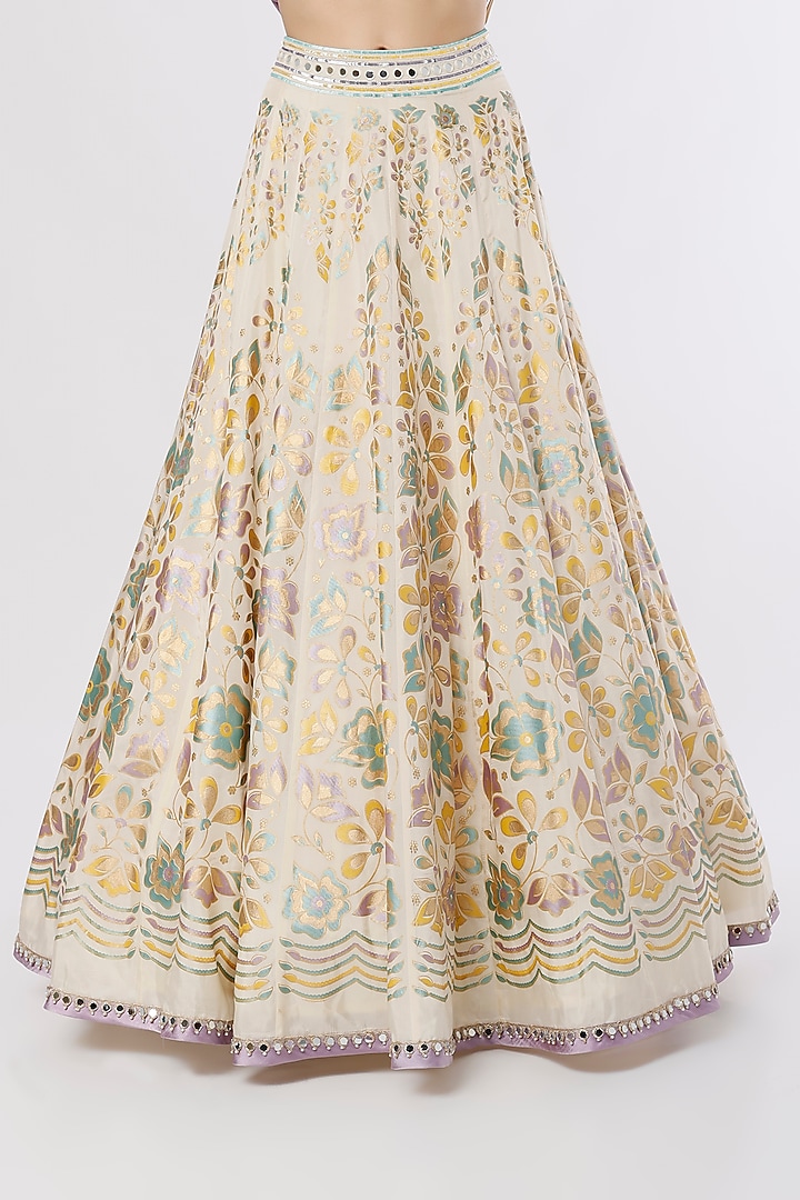 Ivory Hand Embroidered & Printed Wedding Lehenga Set by I AM DESIGN at Pernia's Pop Up Shop