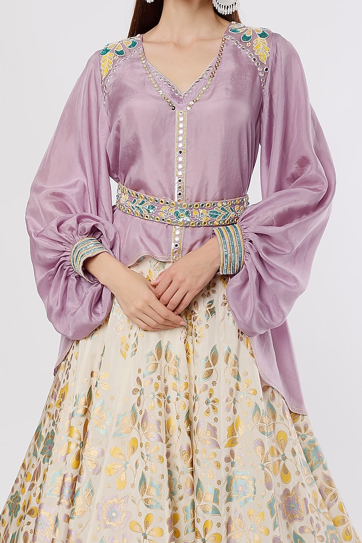 Ivory Hand Embroidered & Printed Wedding Lehenga Set by I AM DESIGN at Pernia's Pop Up Shop