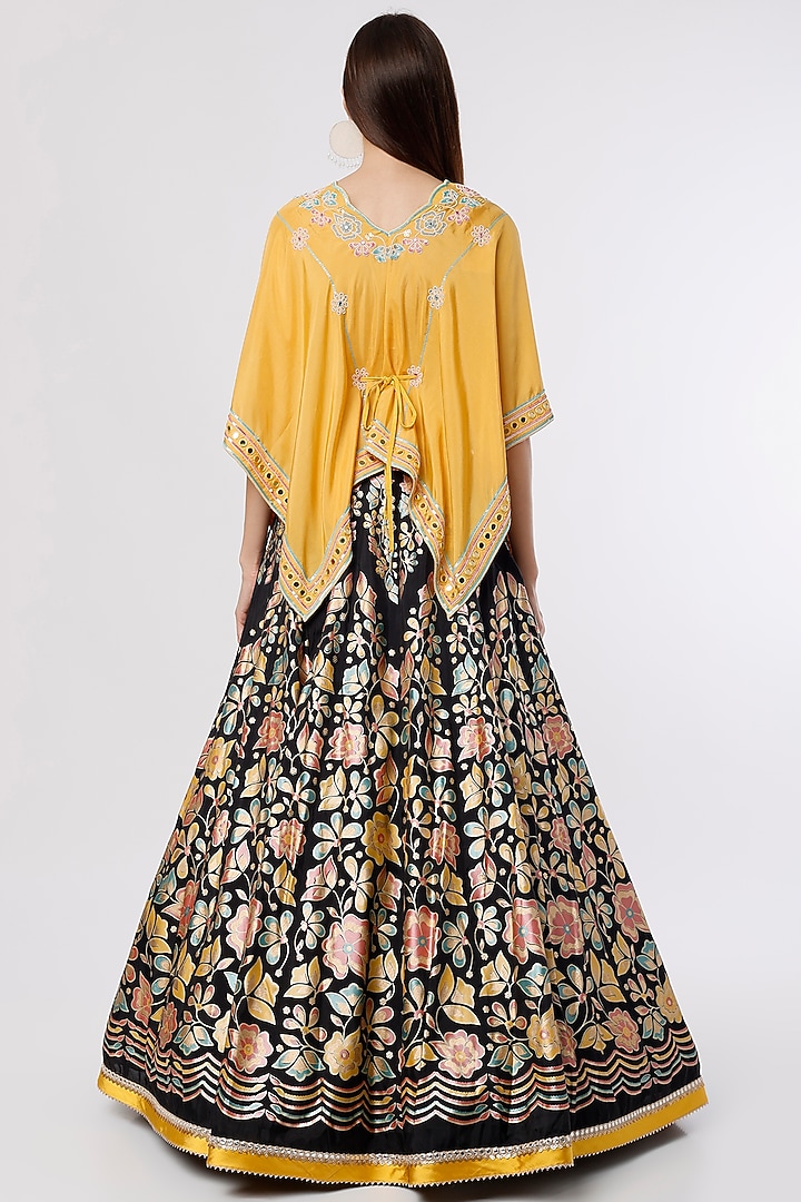 Black Hand Embroidered & Printed Wedding Lehenga Set by I AM DESIGN at Pernia's Pop Up Shop