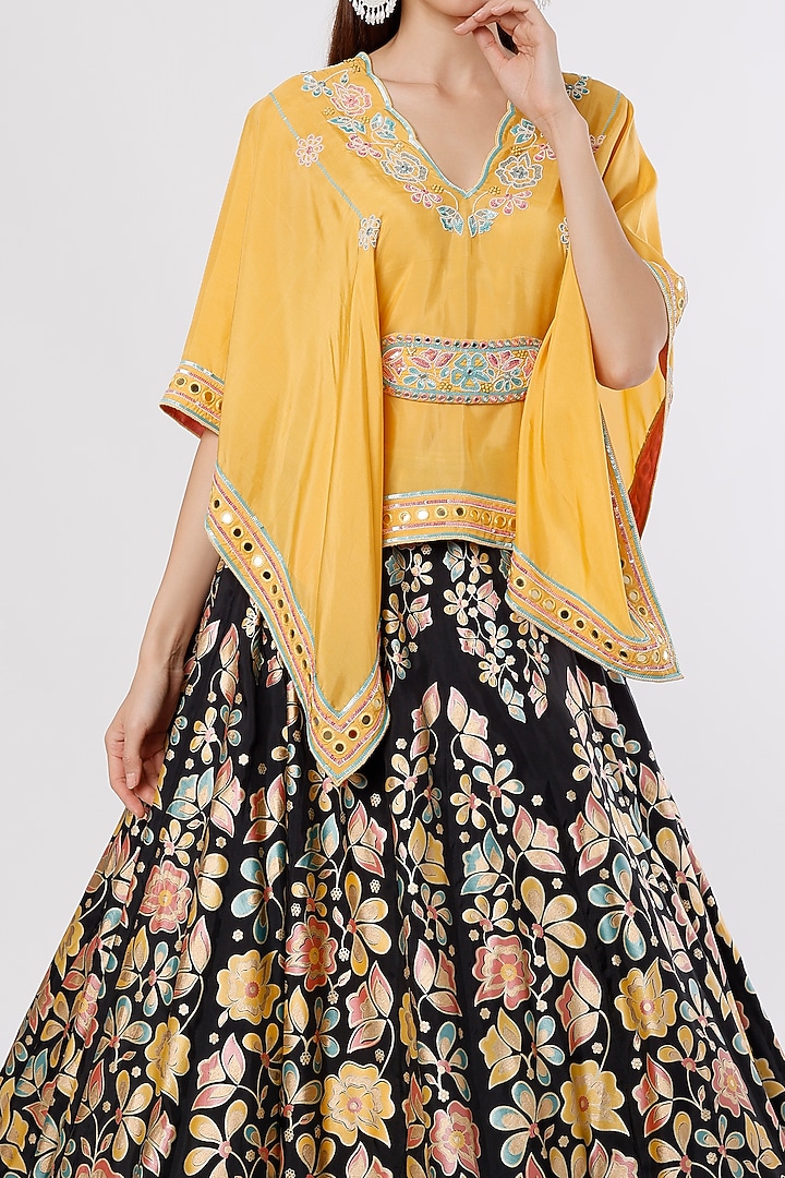 Black Hand Embroidered & Printed Wedding Lehenga Set by I AM DESIGN at Pernia's Pop Up Shop