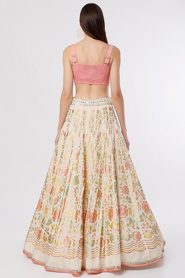 Ivory Hand Embroidered & Printed Wedding Lehenga Set by I AM DESIGN at Pernia's Pop Up Shop