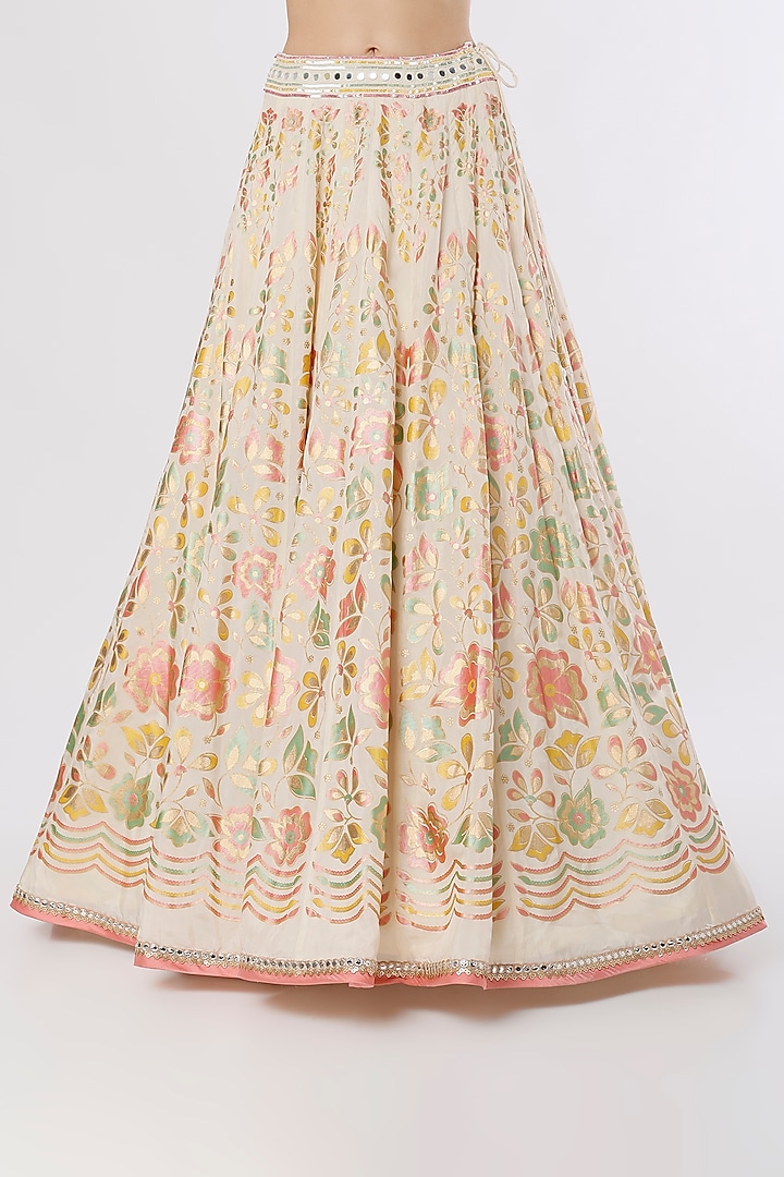 Ivory Hand Embroidered & Printed Wedding Lehenga Set by I AM DESIGN at Pernia's Pop Up Shop