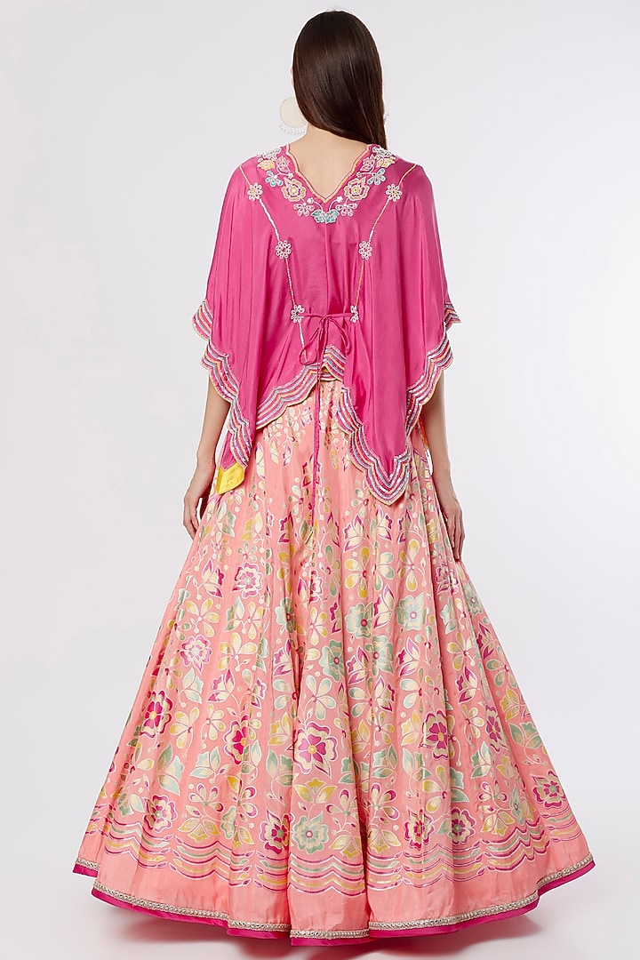 Pink Hand Embroidered & Printed Wedding Lehenga Set by I AM DESIGN at Pernia's Pop Up Shop