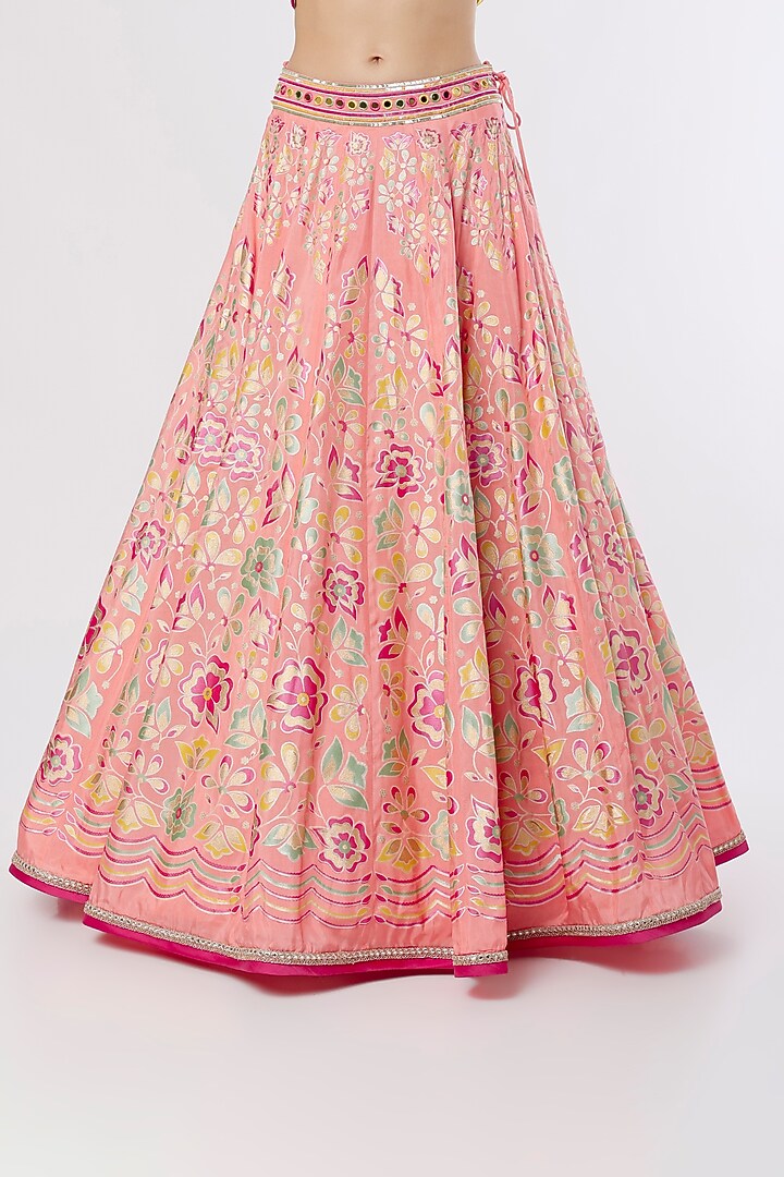 Pink Hand Embroidered & Printed Wedding Lehenga Set by I AM DESIGN at Pernia's Pop Up Shop