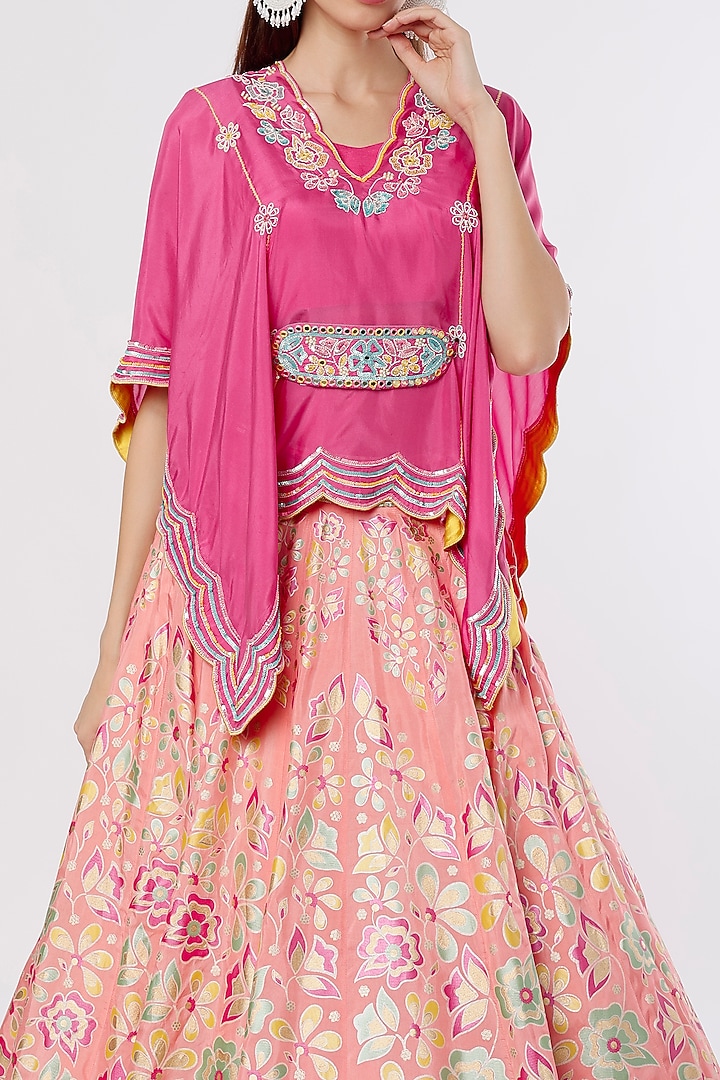 Pink Hand Embroidered & Printed Wedding Lehenga Set by I AM DESIGN at Pernia's Pop Up Shop