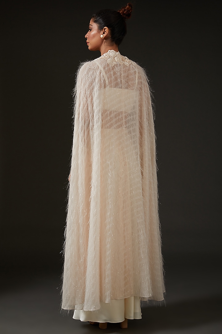 Ivory Armani Silk Satin Draped Skirt Set by I AM DESIGN at Pernia's Pop Up Shop