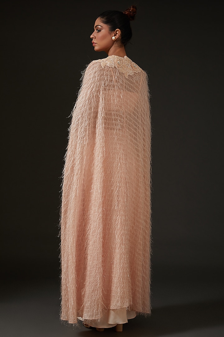 Nude Armani Silk Satin Draped Skirt Set by I AM DESIGN at Pernia's Pop Up Shop