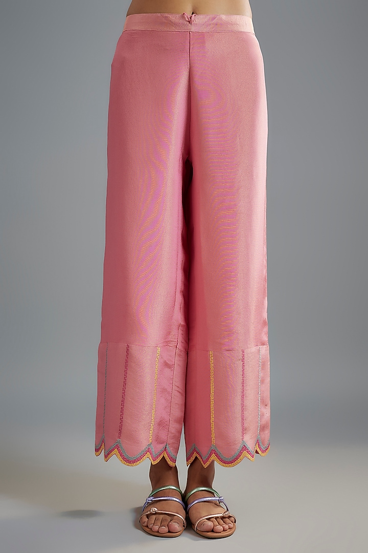 Pink Silk Floral Cutwork Embroidered Kurta Set by I AM DESIGN at Pernia's Pop Up Shop
