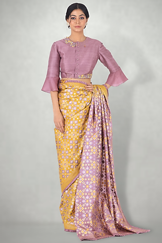 Mauve Silk Embroidered Blouse by I Am Design