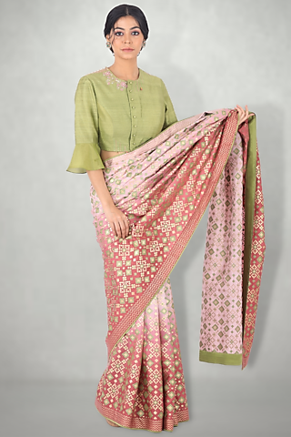 Olive Green Embroidered Blouse by I Am Design