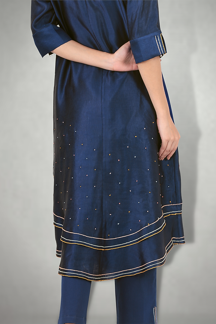 Blue Embroidered Kurta Set by I Am Design at Pernia's Pop Up Shop