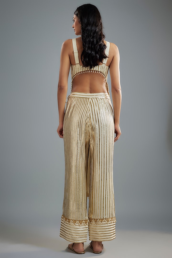 Ivory Georgette Hand Embroidered Kurta Set by I AM DESIGN at Pernia's Pop Up Shop