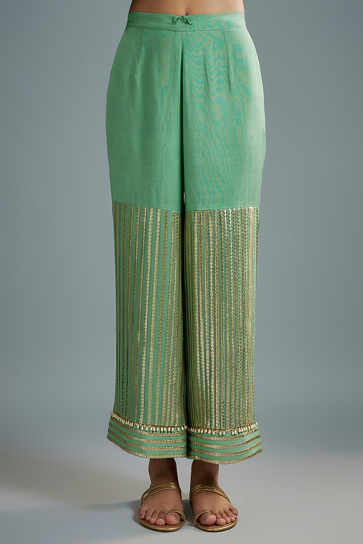 Sea Green Georgette Hand Embroidered Kurta Set by I AM DESIGN at Pernia's Pop Up Shop