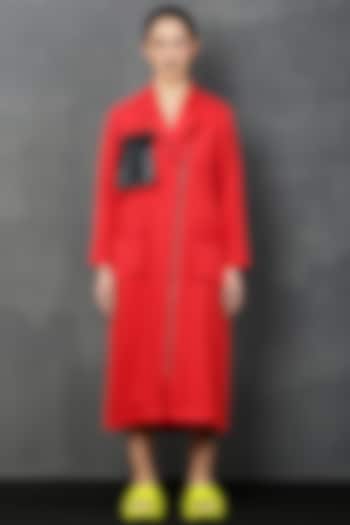 Red Moss Twill Jacket Dress by I AM TROUBLE BY KC