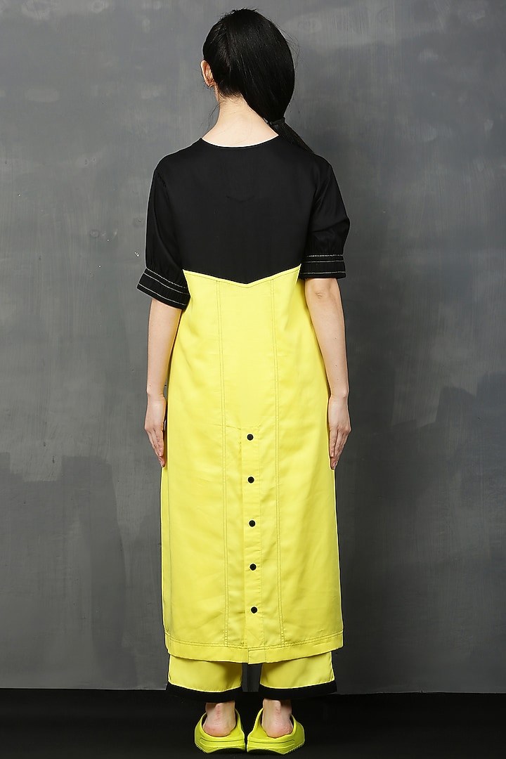 Yellow & Black Rayon Twill Tunic Set by I AM TROUBLE BY KC at Pernia's Pop Up Shop