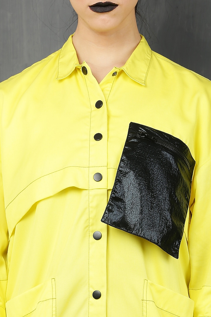 Yellow Rayon Twill Midi Summer Shirt Dress by I AM TROUBLE BY KC at Pernia's Pop Up Shop