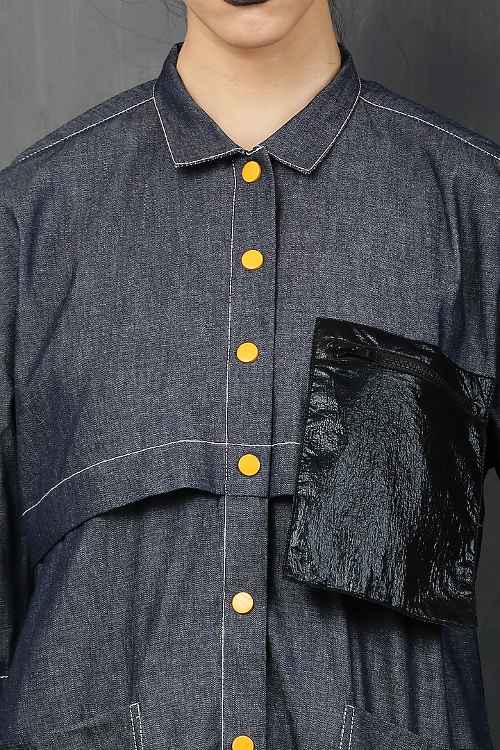 Dark Blue Denim Midi Summer Shirt Dress by I AM TROUBLE BY KC at Pernia's Pop Up Shop