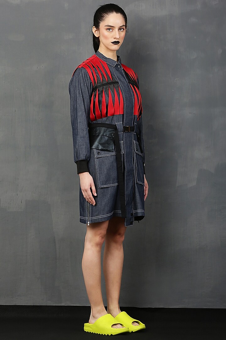 Dark Blue Denim Mini Summer Dress by I AM TROUBLE BY KC at Pernia's Pop Up Shop