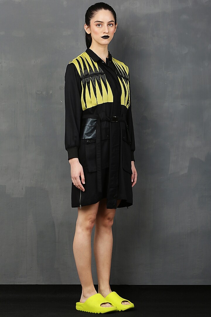 Black Rayon Twill Mini Summer Dress by I AM TROUBLE BY KC at Pernia's Pop Up Shop