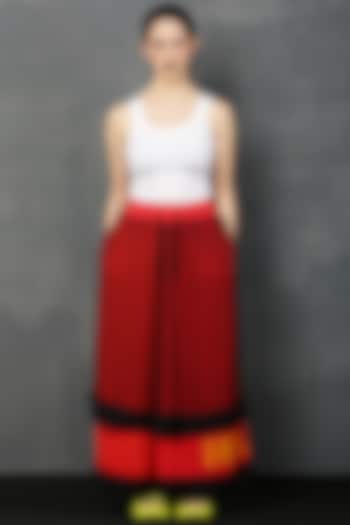 Red & Black Moss Crepe Skirt Set by I AM TROUBLE BY KC