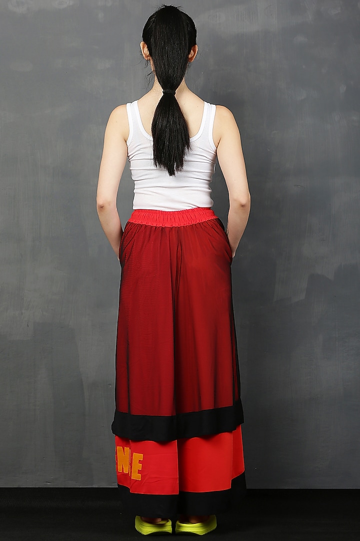 Red & Black Moss Crepe Skirt Set by I AM TROUBLE BY KC at Pernia's Pop Up Shop