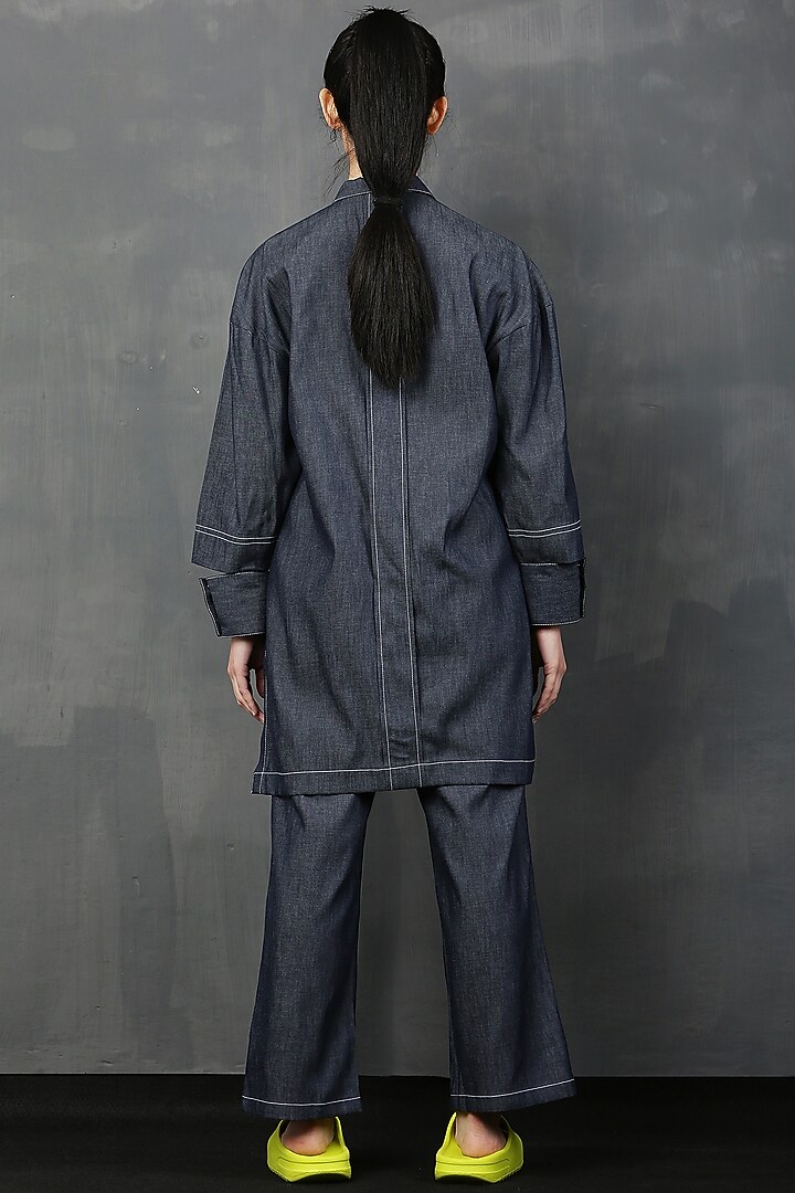 Dark Blue Denim Chambre Co-Ord Set by I AM TROUBLE BY KC at Pernia's Pop Up Shop