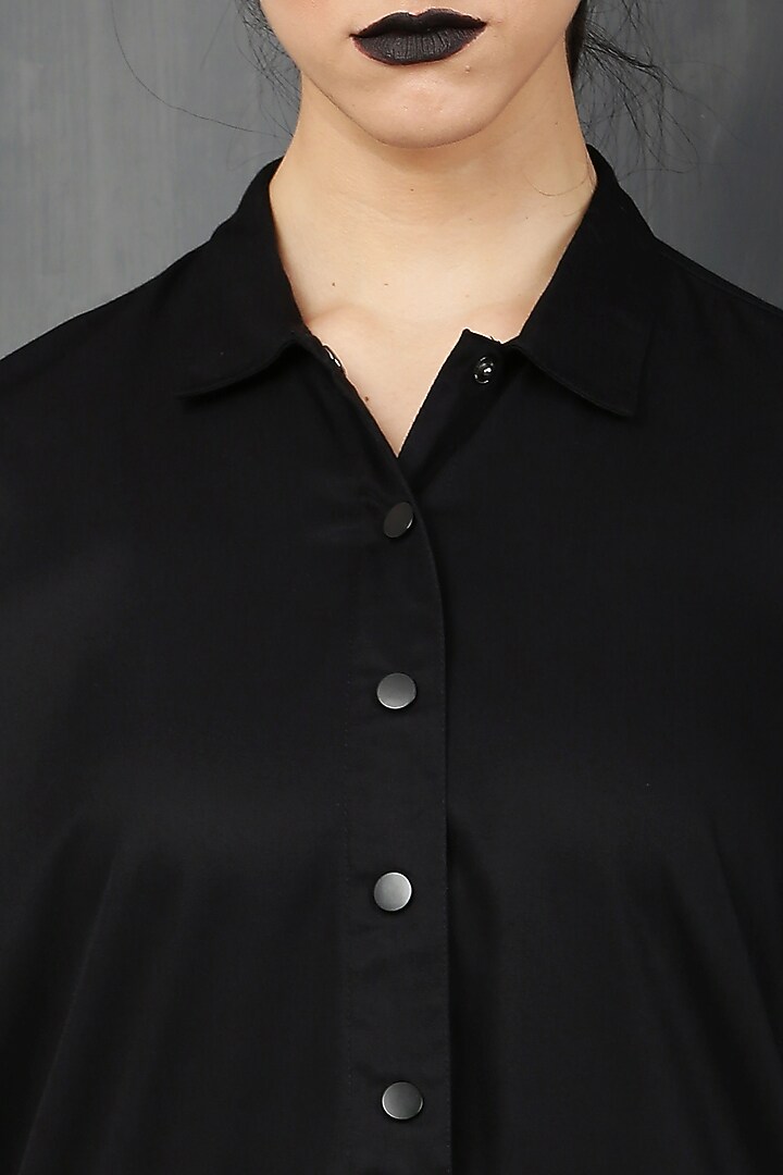 Black Rayon Twill Co-Ord Set by I AM TROUBLE BY KC at Pernia's Pop Up Shop