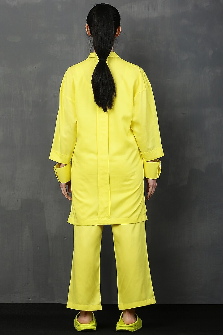 Yellow Embroidered Co-Ord Set by I AM TROUBLE BY KC at Pernia's Pop Up Shop