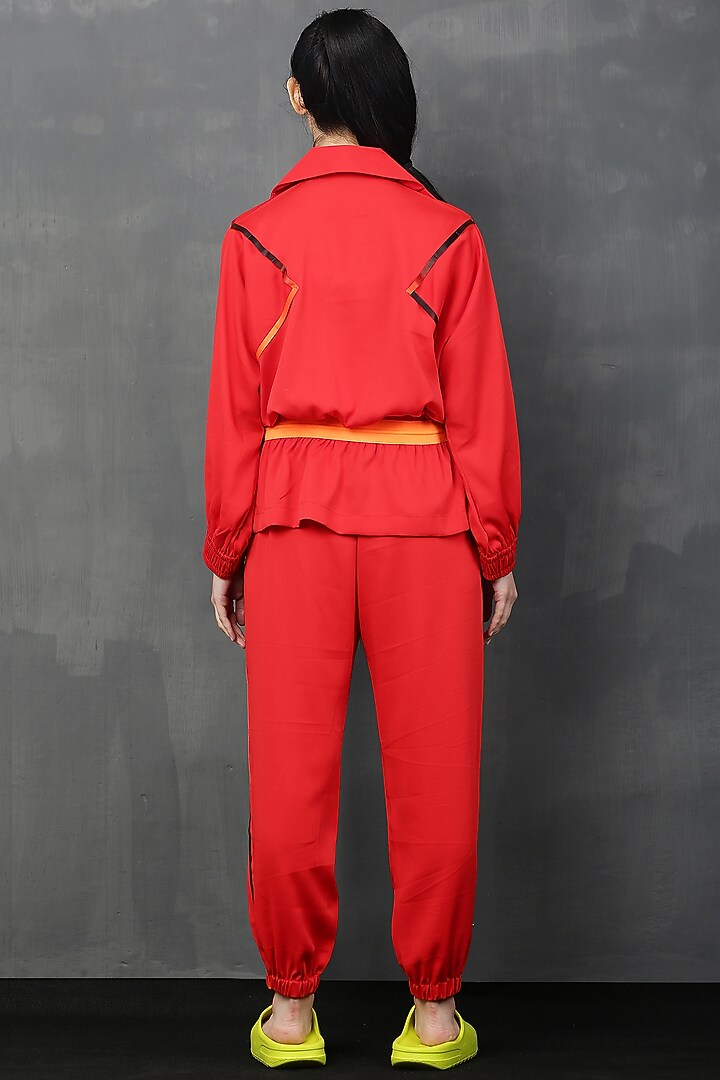 Red Orange Moss Crepe Co-Ord Set by I AM TROUBLE BY KC at Pernia's Pop Up Shop