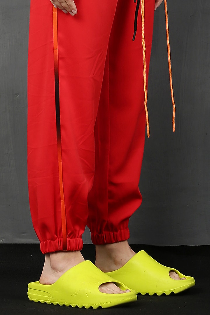 Red Orange Moss Crepe Co-Ord Set by I AM TROUBLE BY KC at Pernia's Pop Up Shop