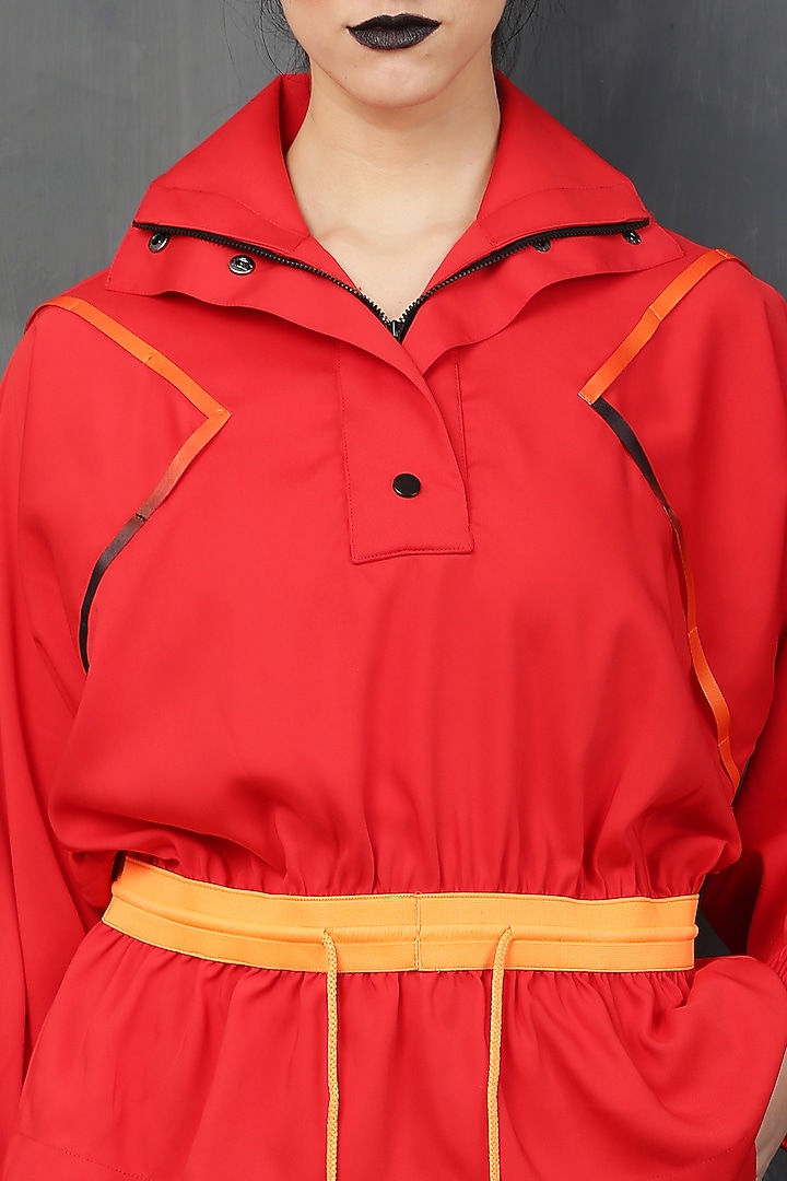 Red Orange Moss Crepe Co-Ord Set by I AM TROUBLE BY KC at Pernia's Pop Up Shop