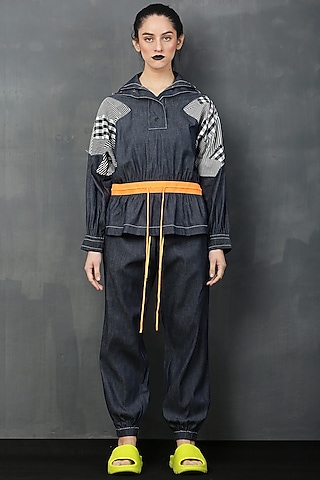Dark Blue Denim Chambre Co-Ord Set by I AM TROUBLE BY KC