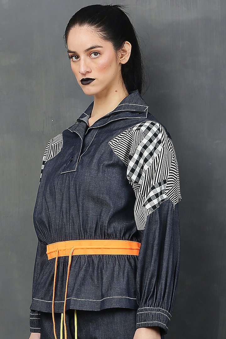 Dark Blue Denim Chambre Co-Ord Set by I AM TROUBLE BY KC at Pernia's Pop Up Shop