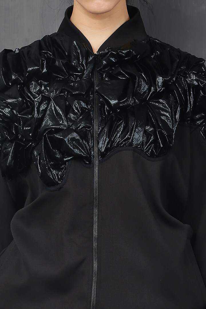 Black Crepe Mountain Ranger Jacket by I AM TROUBLE BY KC at Pernia's Pop Up Shop
