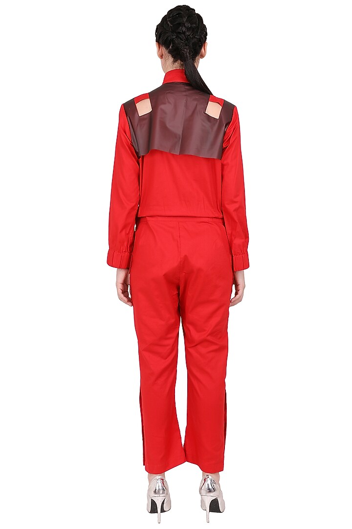 Scarlet Red & Black Jumpsuit by I Am Trouble By KC at Pernia's Pop Up Shop