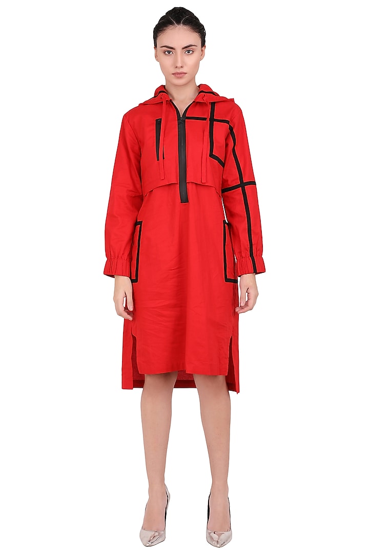 Scarlet Red Striped Hoodie Dress by I Am Trouble By KC