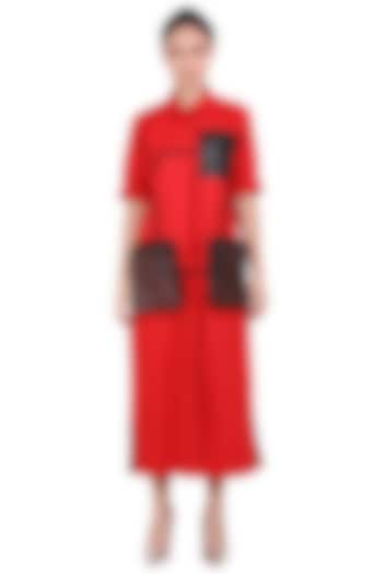 Scarlet Red Maxi Shirt Dress by I Am Trouble By KC