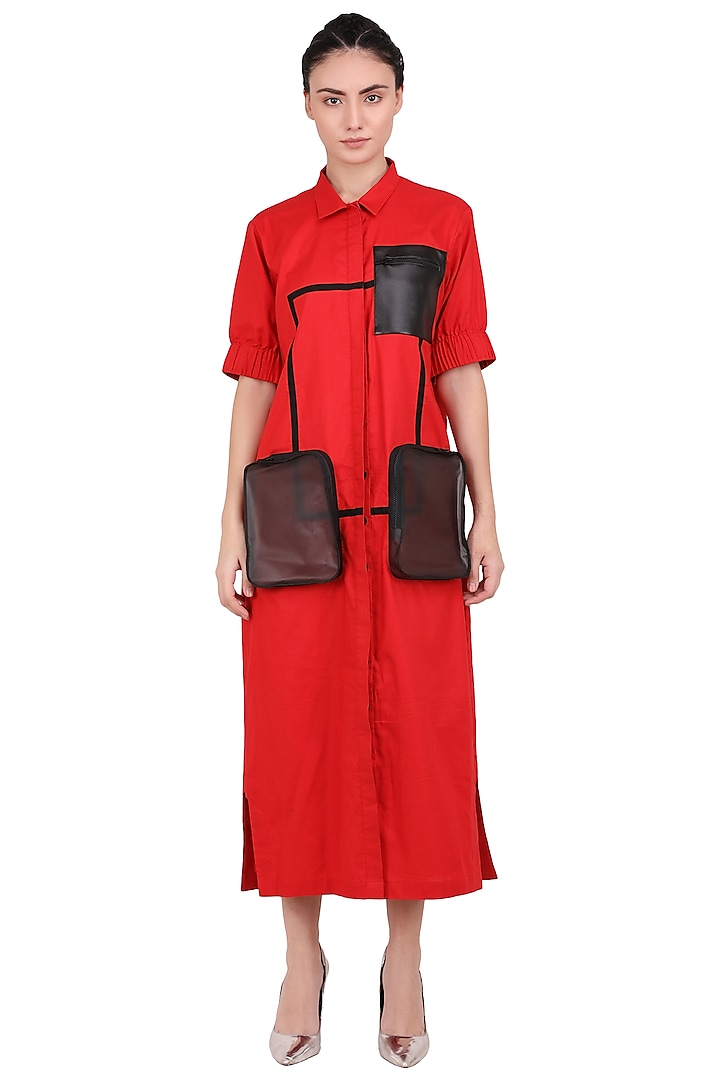 Scarlet Red Maxi Shirt Dress by I Am Trouble By KC at Pernia's Pop Up Shop