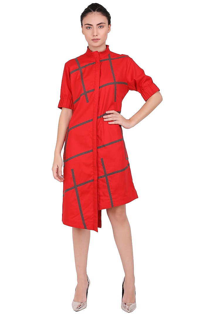Scarlet Red Striped High-Low Dress by I Am Trouble By KC