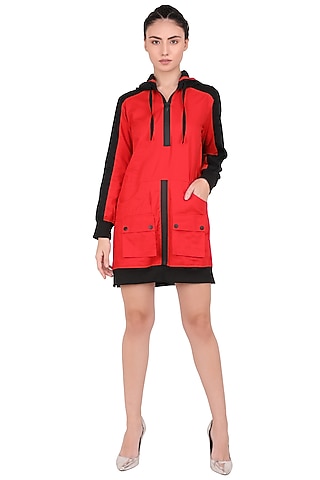 Scarlet Red & Black Hoodie Dress by I Am Trouble By KC