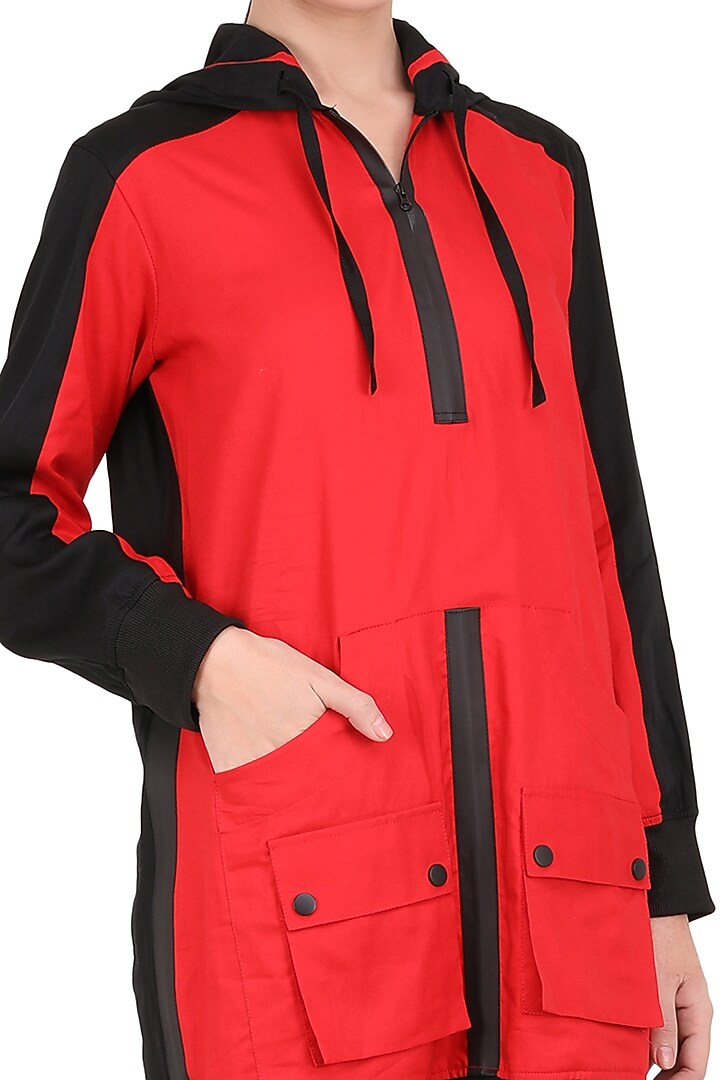 Scarlet Red & Black Hoodie Summer Dress by I Am Trouble By KC at Pernia's Pop Up Shop