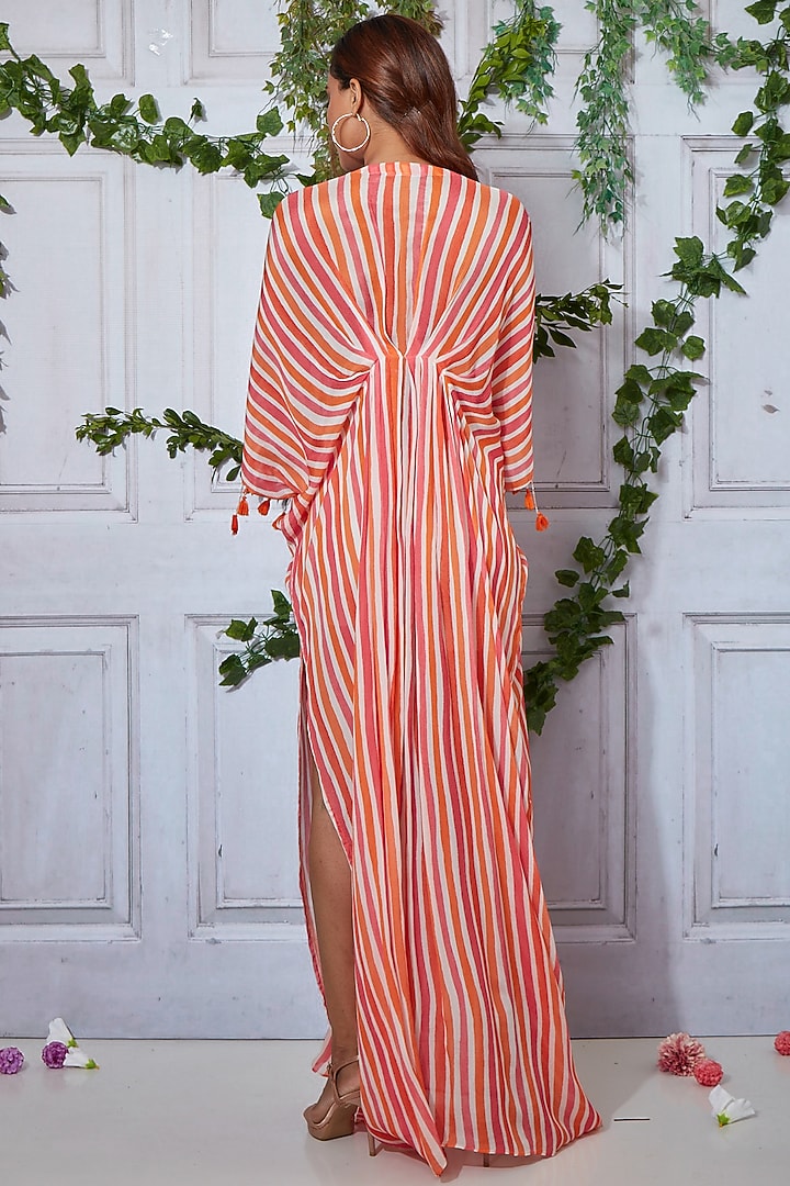 Multi-Colored Chiffon Striped Kaftan by I am on vacation at Pernia's Pop Up Shop