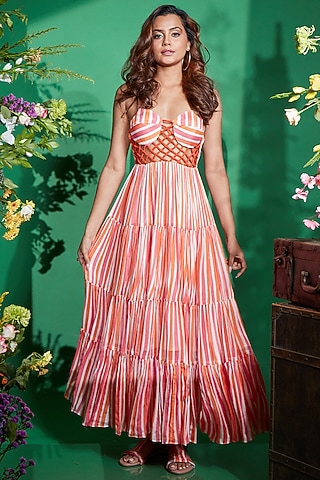 Multi-Colored Chiffon Striped Dress by I am on vacation