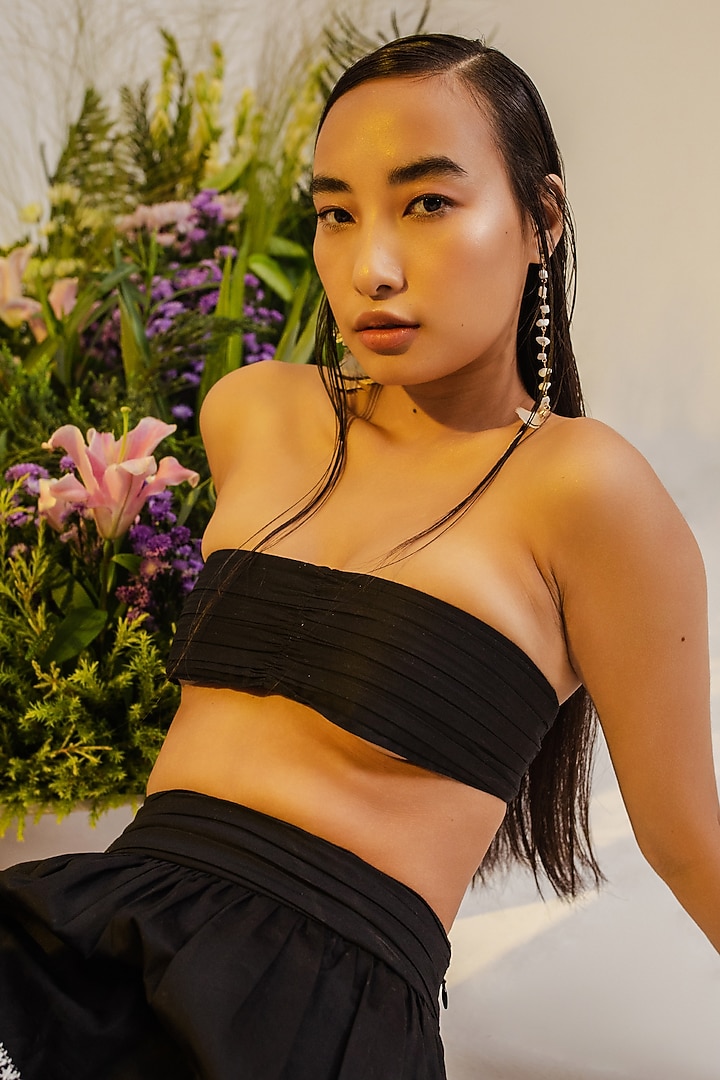 Jet Black Cotton Long Skirt Set by THE IASO at Pernia's Pop Up Shop