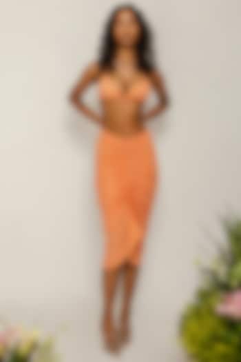 Orange Cotton Ruched Skirt Set by THE IASO at Pernia's Pop Up Shop
