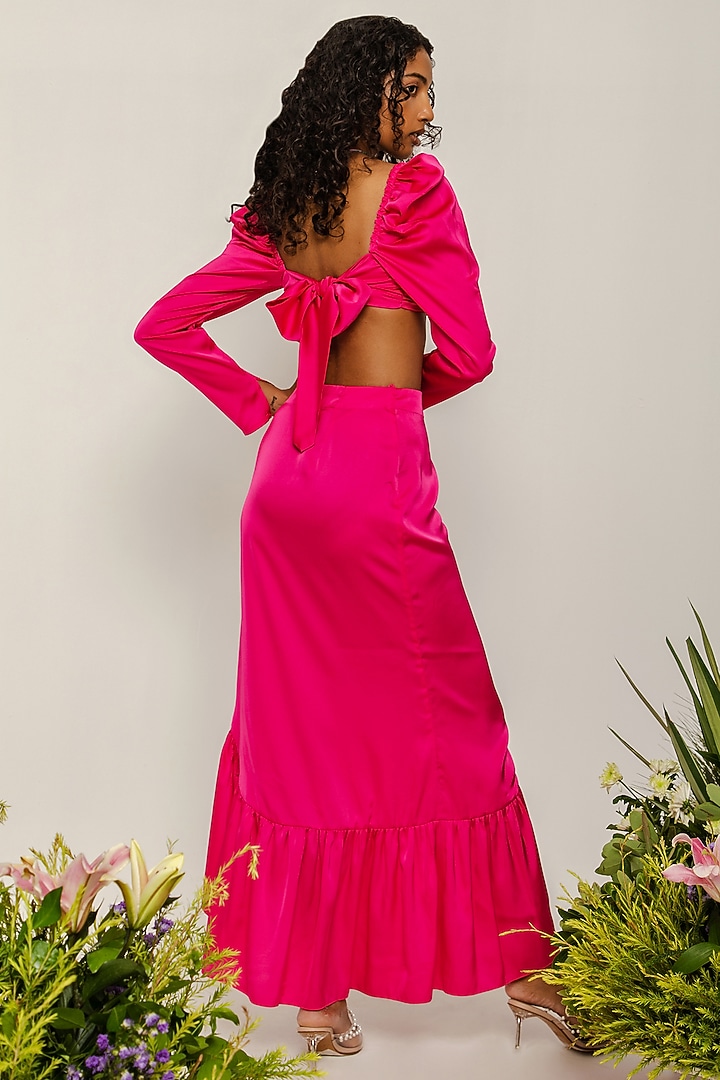 Fuchsia Polyester Skirt Set by THE IASO at Pernia's Pop Up Shop