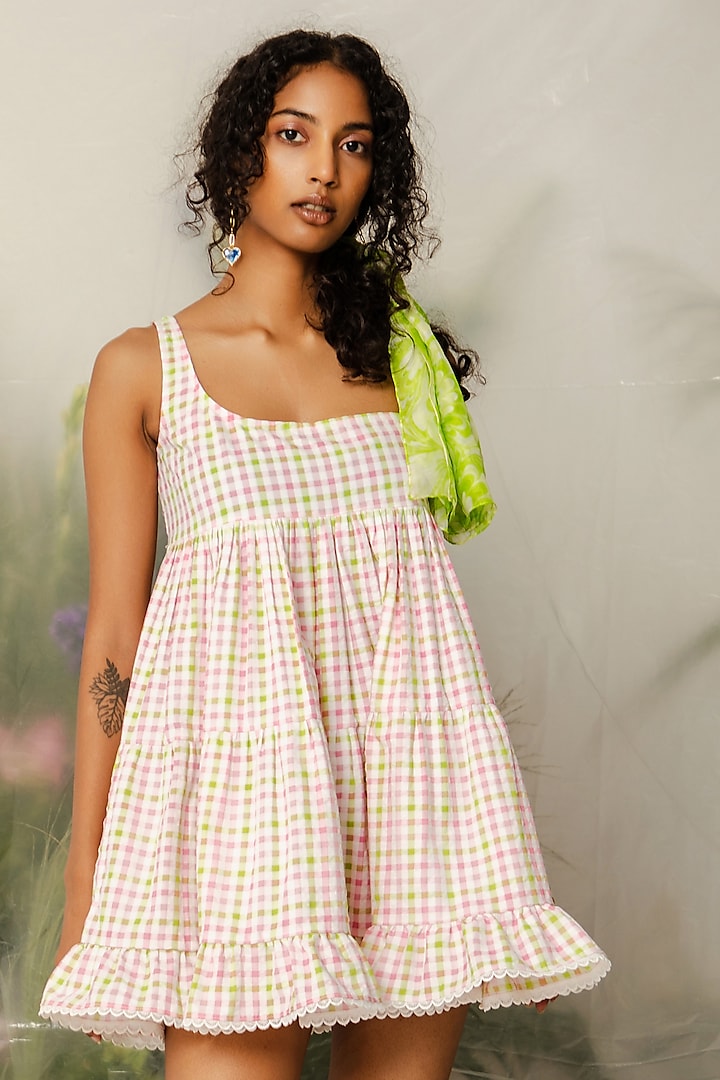 Multi-Colored Cotton Printed One-Shoulder Tiered Summer Dress by THE IASO at Pernia's Pop Up Shop